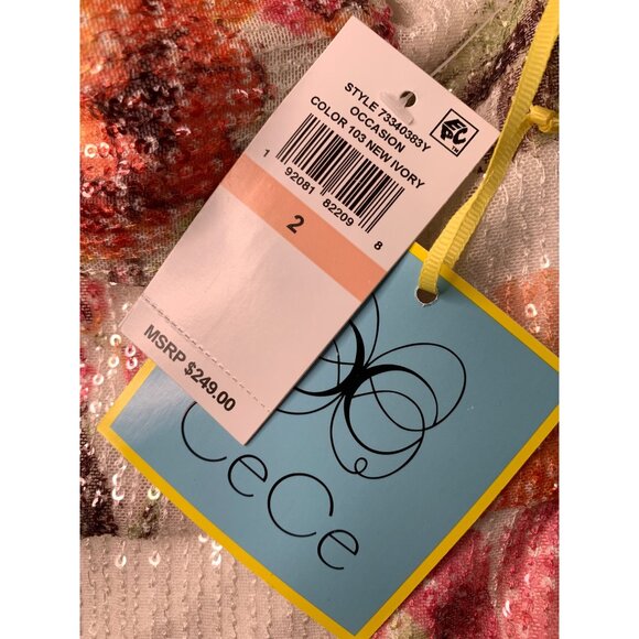 CeCe Floral Bow Sequin Strapless Dress Size 2 NWT RCC10706 $249 Special Occasion - Picture 3 of 9